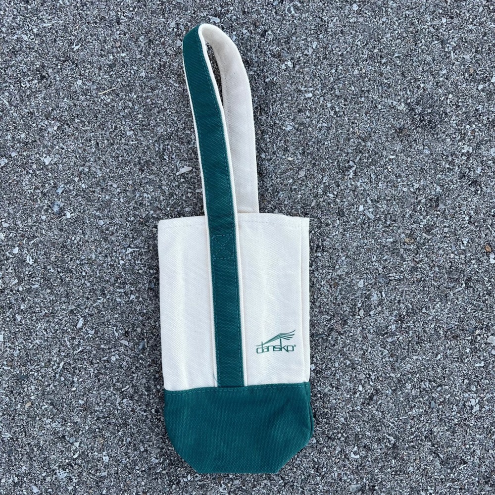 Dansko Canvas Wine Bottle Water Tote Bag Cream Green Reusable Gift Carrier
